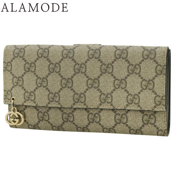 GUCCI(グッチ) Wホック長財布 ロングウォレット 小物 GGスプリームキャンバス ベージュ ゴ...