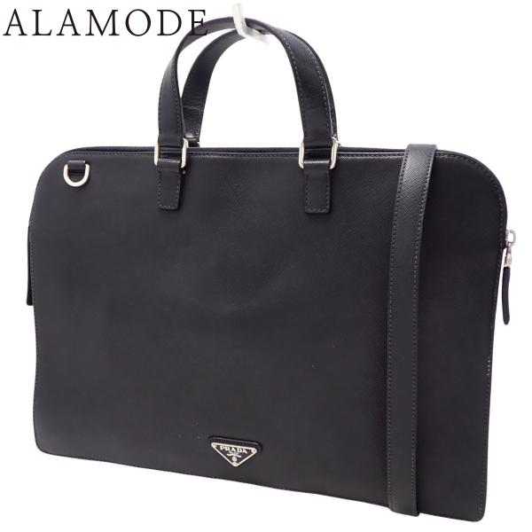 PRADA(プラダ) ビジネスバッグ/ブリーフケース 2WAY ショルダー 肩掛け ロゴ サフィアー...