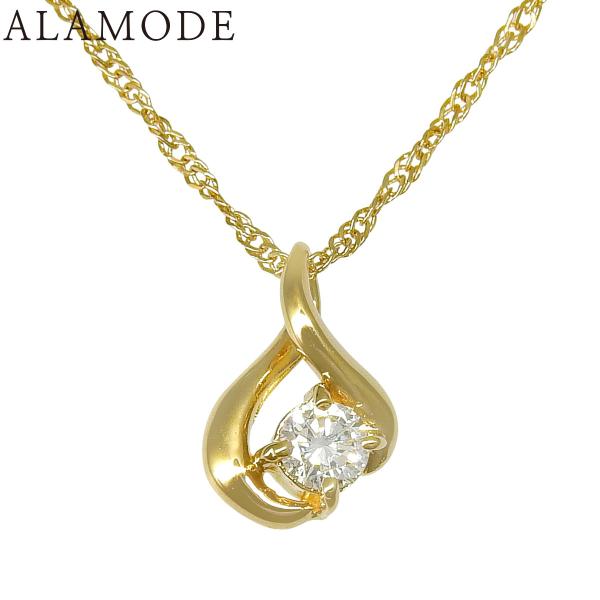 ELLE(エル) D0.1 1P ダイヤモンド ネックレス ダイヤモンド イエローゴールド K18Y...