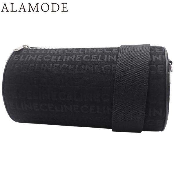 CELINE(セリーヌ) シリンダー ショルダーバッグ 肩掛け 斜め掛け キャンバス レザー ブラッ...