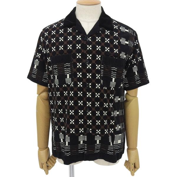 Sacai(サカイ) コーデュロイ 半袖シャツ 2022年 コットン ブラック黒 ブラウン茶 メンズ...