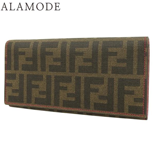 FENDI(フェンディ) ズッカ 二つ折り 長財布 ロングウォレット 2つ折り 小物 PVC ブラウ...
