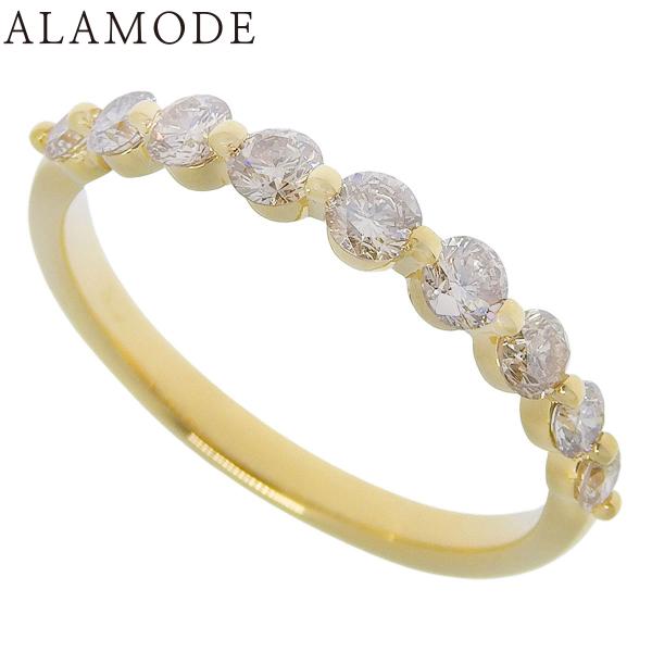 D0.50 ハーフ ダイヤモンド リング イエローゴールド K18YG 1.8g 指輪 ジュエリー ...