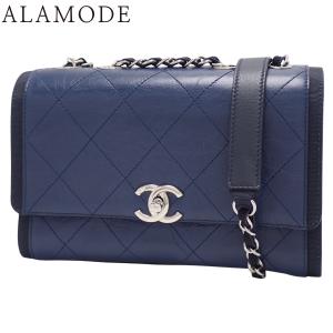 CHANEL(シャネル) マトラッセ ココマーク チェーンショルダー ショルダーバッグ レザー ネイビー紺 40802171208【中古】【アラモード】