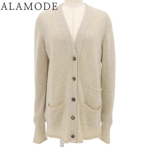 CELINE(セリーヌ) Vネック カーディガン 旧ロゴ XS カシミヤ ベージュ レディース 40...