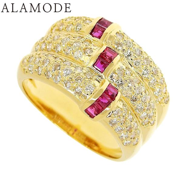 R0.47/D0.82 ルビー ダイヤモンド リング イエローゴールド K18YG 7.9g 指輪 ...