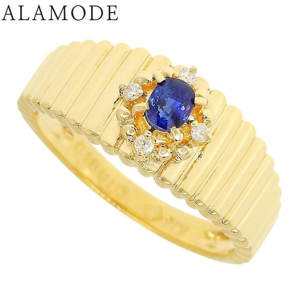 S0.18/D0.03 サファイア ダイヤモンド リング K18YG 3.3g 指輪 ジュエリー 1...