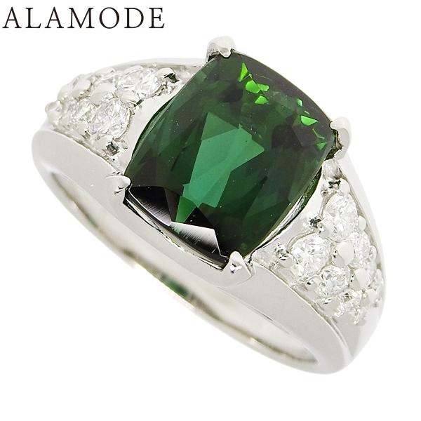 GT4.09/D0.51 グリーントルマリン ダイヤモンド リング プラチナ Pt900 11.3g...
