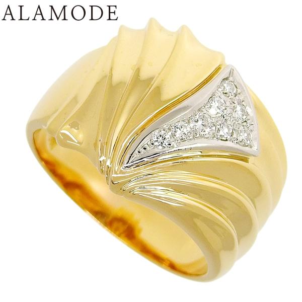 D0.12 ダイヤモンド リング イエローゴールド K18YG プラチナ Pt900 9.1g 指輪...