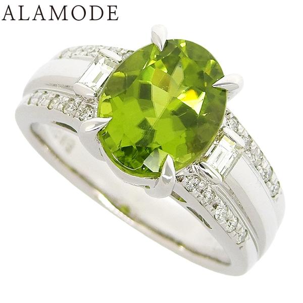 PR2.96/D0.26 ペリドット ダイヤモンド リング ホワイトゴールド K18WG 6.1g ...