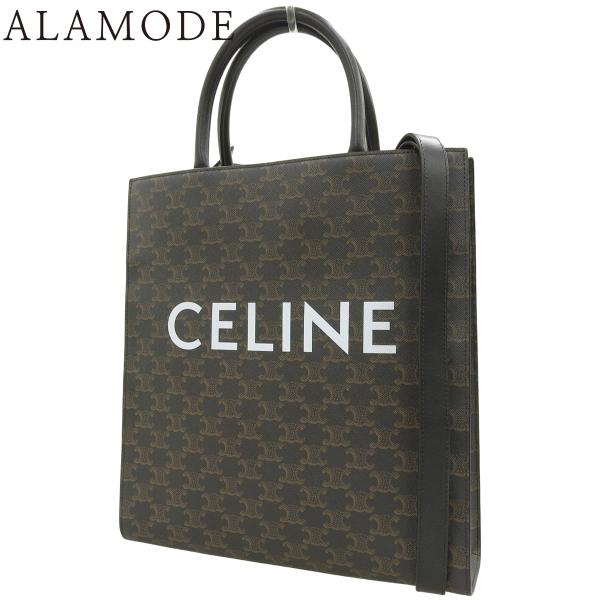 CELINE(セリーヌ) ミディアム バーティカル カバ カーフ トリオンフキャンバス ダークブラウ...