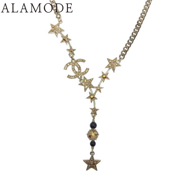 CHANEL(シャネル) ココマーク 星モチーフ チェーンネックレス GP ラインストーン アクセサ...
