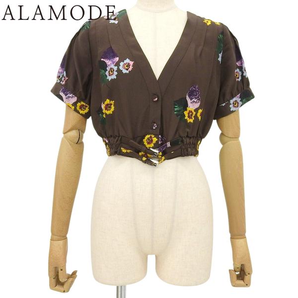 PRADA(プラダ) フラワー クロップドトップス シャツ/ブラウス 2024年 38 レーヨン シ...