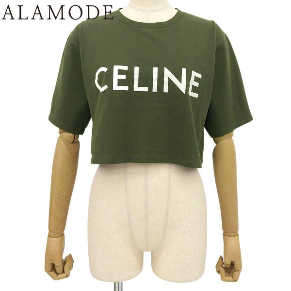CELINE(セリーヌ) クロップドTシャツ XS コットン カーキ 2X761671Q レディース...