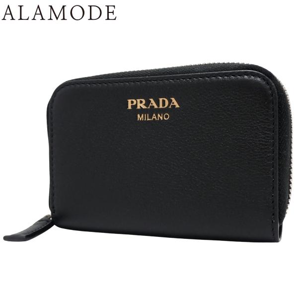 PRADA(プラダ) ロゴ コインパース コインケース レザー NERO ネロ ブラック黒 シルバー...