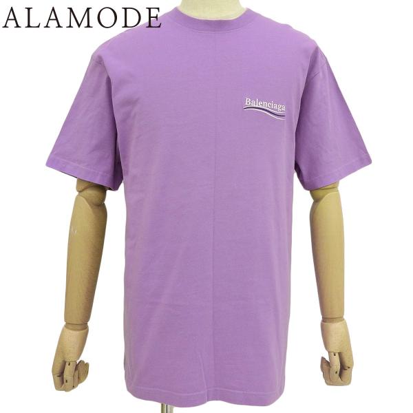 BALENCIAGA(バレンシアガ) ロゴ刺繍Tシャツ 2021年 半袖 S コットン パープル紫 ...
