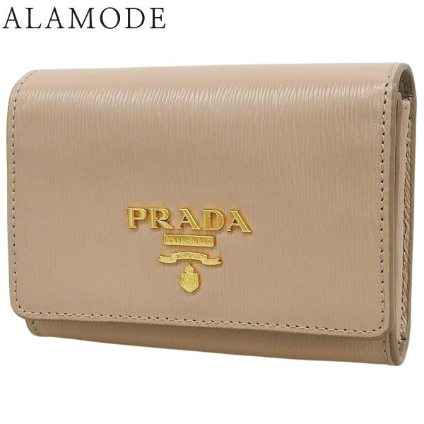 PRADA(プラダ) 2つ折り 財布 コンパクトウォレット 牛革 CIPRIA チプリア ピンクベー...