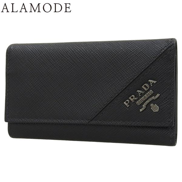 PRADA(プラダ) 6連 キーケース 六連 小物 サフィアーノレザー NERO ブラック黒 ガンメ...
