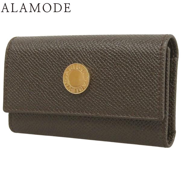 BVLGARI(ブルガリ) クラシコ 4連キーケース 四連 小物 グレインレザー ブラウン茶 ゴール...