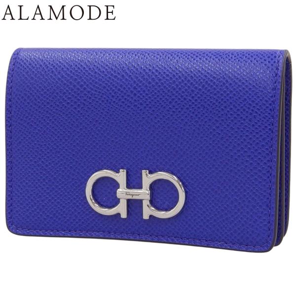 Ferragamo(フェラガモ) ガンチーニ 名刺入れ カードケース/パスケース レザー ブルー青 ...