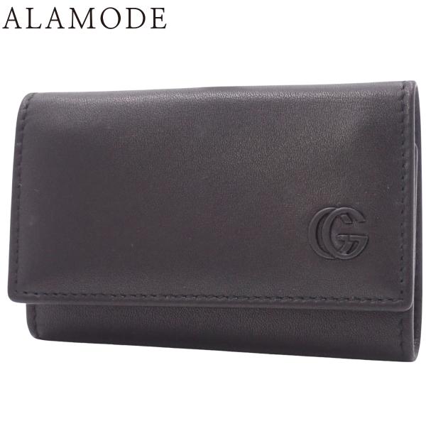 GUCCI(グッチ) GGマーモント 6連 キーケース キーリング 六連 小物 レザー ブラック黒 ...