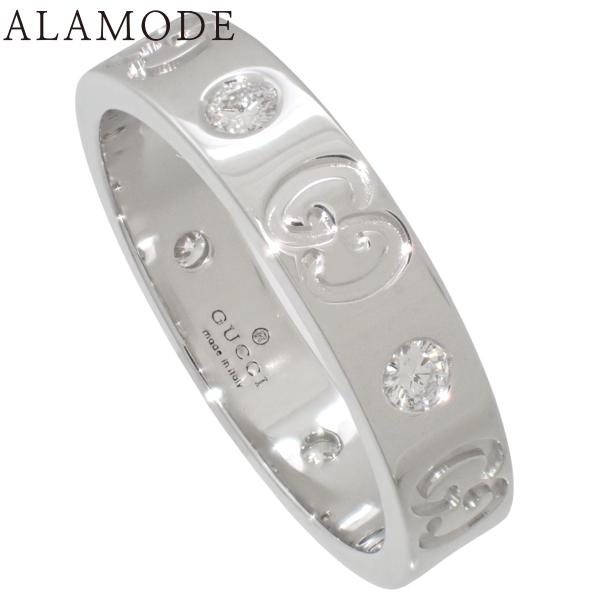 GUCCI(グッチ) アイコン ダイヤ リング K18WG 4.1g 指輪 ジュエリー 6PD GG...