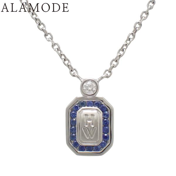 【保証書付】ハリーウィンストン HWロゴ ネックレス サファイア/ダイヤ PESPRD16HWL プ...