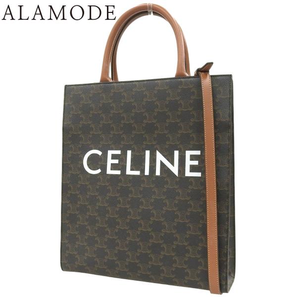 CELINE(セリーヌ) スモール バーティカル カバ カーフ トリオンフキャンバス ダークブラウン...