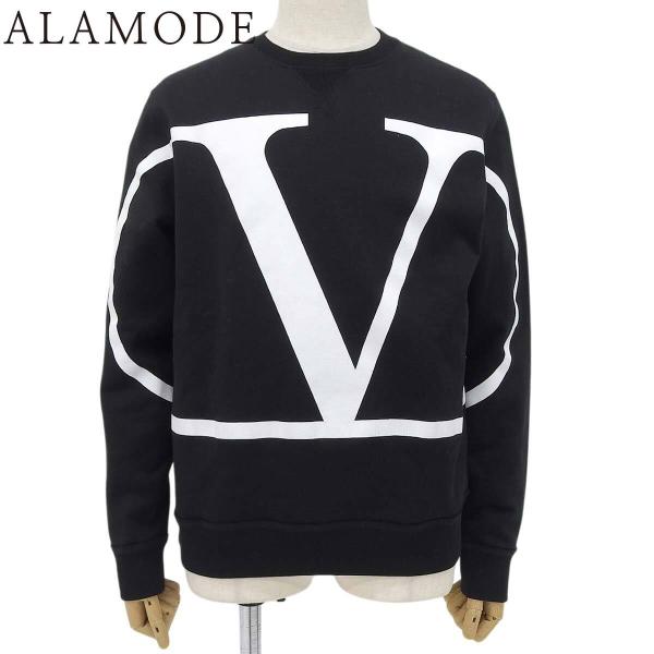 VALENTINO(ヴァレンティノ) ロゴ 長袖スウェット S コットン ナイロン ブラック黒 ホワ...