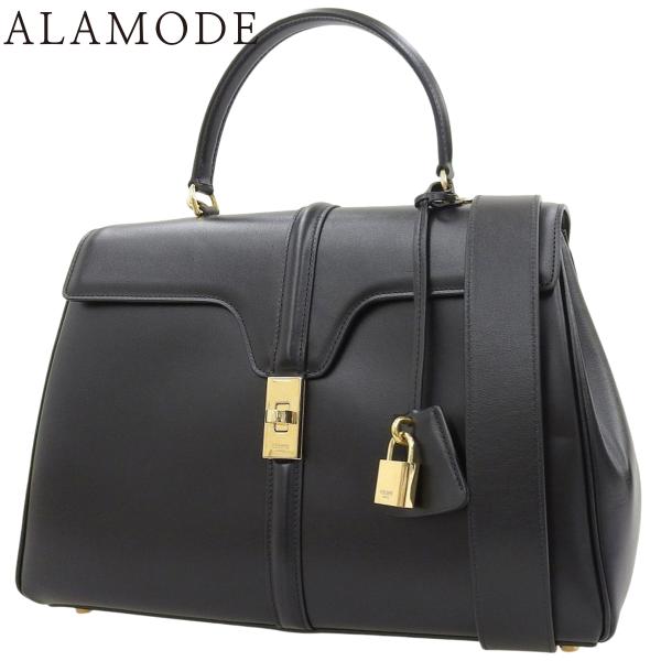 CELINE(セリーヌ) クラシック 16 セーズ ハンドバッグ 2WAY ミディアム カーフ ブラ...