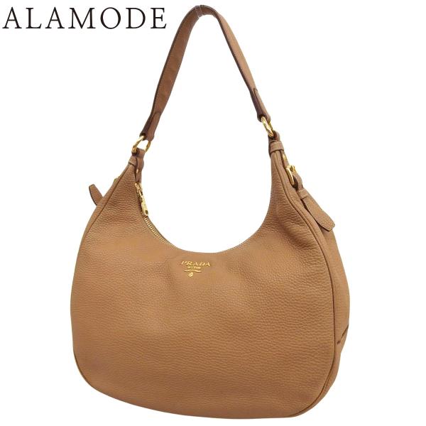 PRADA(プラダ) ワンショルダーバッグ ハンドバッグ レザー ブラウン茶 ゴールド金具 BR43...