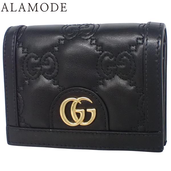 GUCCI(グッチ) GGマトラッセ コンパクトウォレット 二つ折り財布 キルティング レザー ゴー...