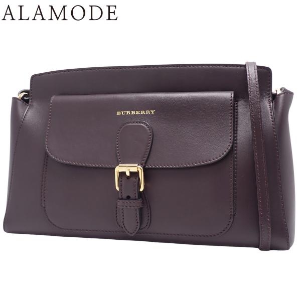 BURBERRY(バーバリー) ショルダーバッグ 肩掛け 斜め掛け レザー ダークパープル ゴールド...