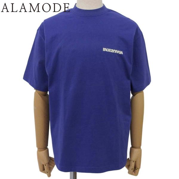 BALENCIAGA(バレンシアガ) ロゴ 半袖Tシャツ 2022年 XS コットン ブルー青 61...