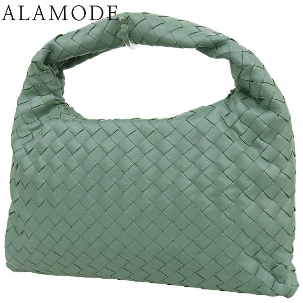 ボッテガ・ヴェネタ イントレチャート ホップ スモール ハンドバッグ ショルダー レザー グリーン緑...