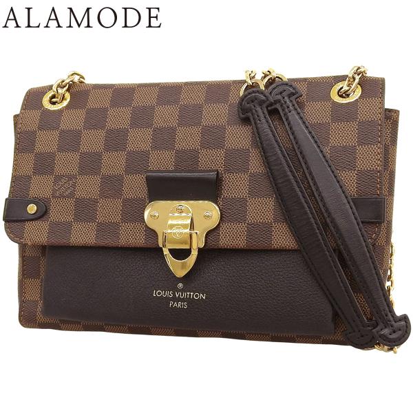 ルイ・ヴィトン ダミエ・エベヌ ポルトフォイユ ヴァヴァン チェーンウォレット ショルダーバッグ 茶...