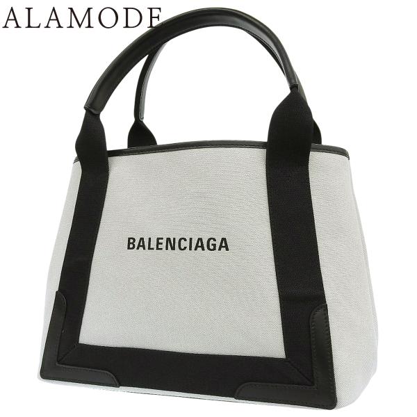 BALENCIAGA(バレンシアガ) ネイビーカバス S トートバッグ ハンド キャンバス オフホワ...