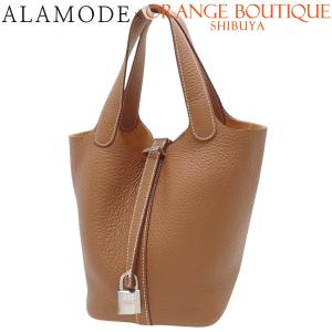 HERMES(エルメス) ピコタンロックPM ゴールド ブラウン茶 トリヨン シルバー金具 K刻印 ハンドバッグ トート 40802185116【アラモード】