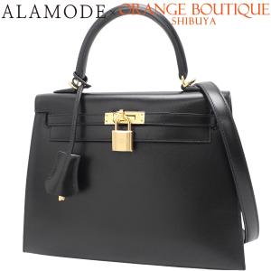 HERMES(エルメス) ケリー25 (外縫い) ブラック黒 ボックスカーフ ゴールド金具 K刻印 ハンドバッグ 2WAY 40802186599【アラモード】