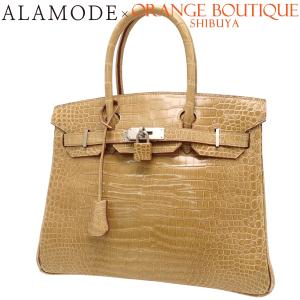 HERMES(エルメス) バーキン30 フィセル ベージュ ポロサス クロコダイル シルバー金具 □D刻印 ハンドバッグ 40802187829【アラモード】