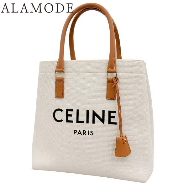 CELINE(セリーヌ) ニュー ホリゾンタル キャンバス レザー Natural/Tan アイボリ...