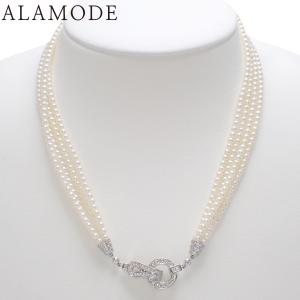 【保証書付】CARTIER(カルティエ) アグラフ パール ダイヤ ネックレス K18WG 32.0g パヴェ シルバー ホワイト 40802195506【アラモード】
