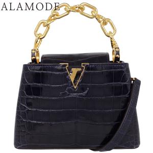 LOUIS VUITTON(ルイ・ヴィトン) カプシーヌ MINI ハンドバッグ ショルダー クロコダイル ネイビー ゴールド金具 40802210079【アラモード】