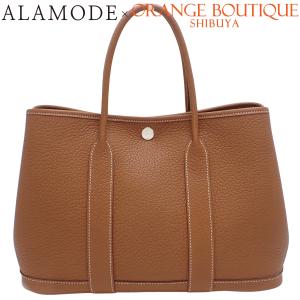 HERMES(エルメス) ガーデンパーティTPM ゴールド ブラウン茶 カントリー シルバー金具 B刻 ハンドバッグ トート 40802210095【アラモード】