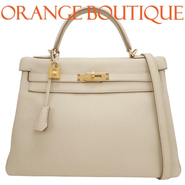 HERMES(エルメス) ケリー32 (内縫い) べトン オフホワイト トリヨン ゴールド金具 A刻...
