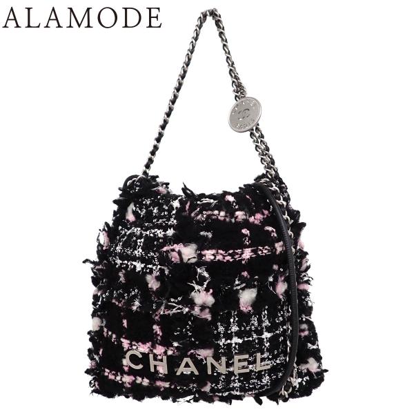 CHANEL(シャネル) シャネル22 ミニハンドバッグ ショルダーバッグ ツイード レザー ブラッ...