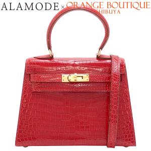 エルメス ミニケリー ルージュヴィフ レッド赤 ポロサス クロコダイル ゴールド金具 〇Y刻印 ハンドバッグ 2WAY 40802214427【アラモード】