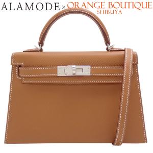 【未使用】HERMES(エルメス) ミニケリー G刻印 ゴールド ブラウン茶 エプソン シルバー金具 ハンドバッグ 2WAY 40802214661【アラモード】
