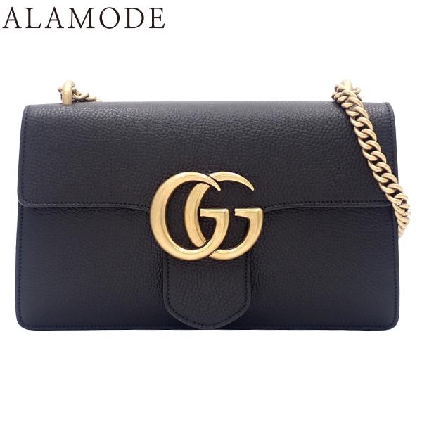GUCCI(グッチ) GGマーモント チェーンショルダーバッグ 肩掛け 斜め掛け ダブルG レザー ...