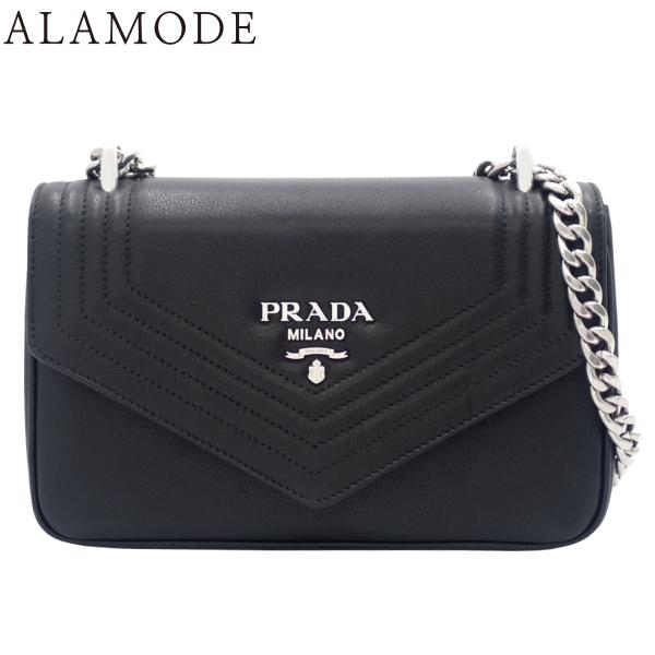 PRADA(プラダ) チェーンショルダーバッグ 肩掛け 斜め掛け レザー NERO ネロ ブラック黒...